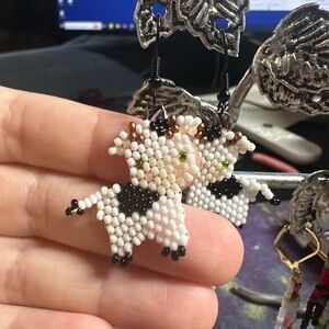 Handcrafted Animal Cow Beaded Earrings